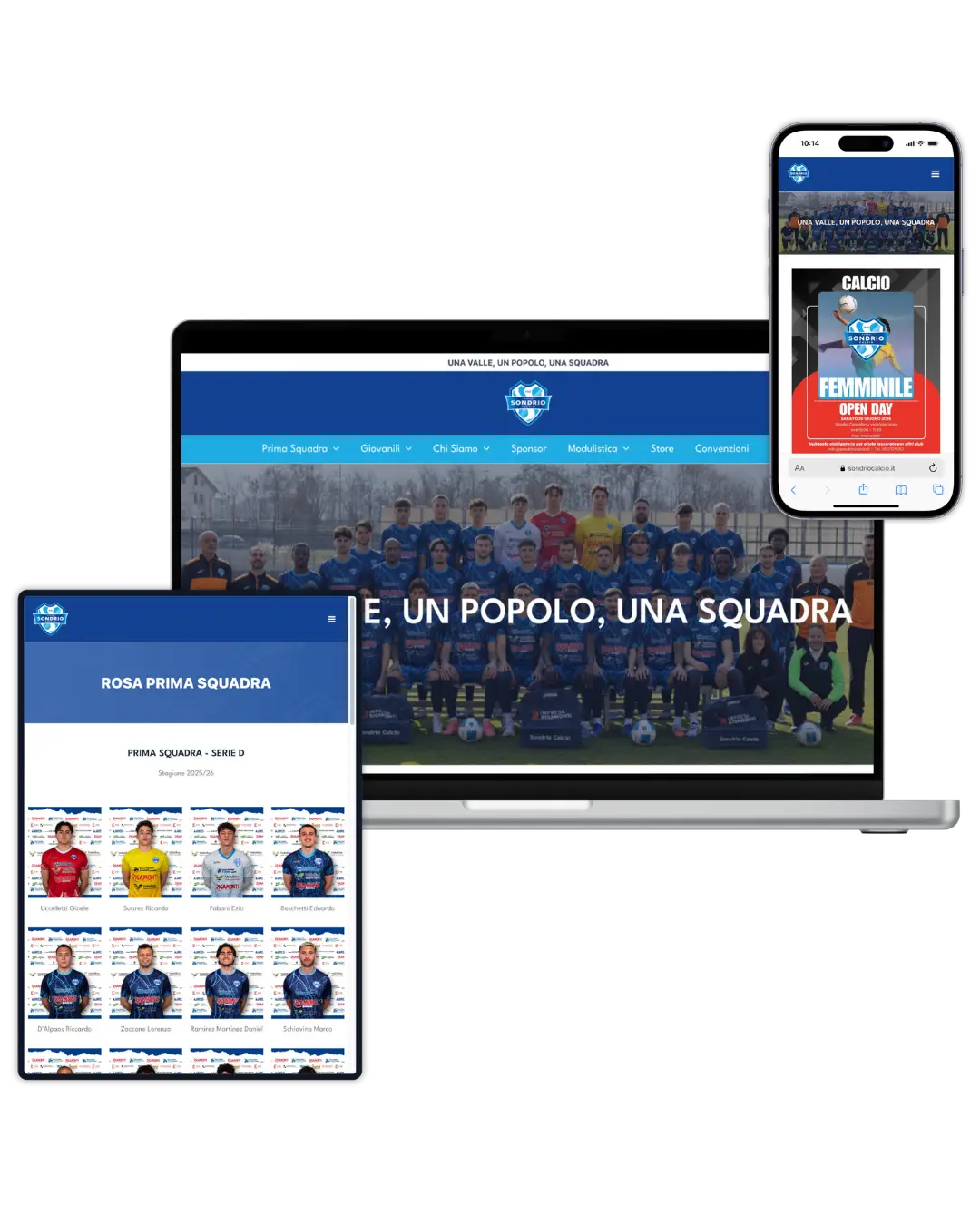 Mockup Piattaforma Web Nuova Sondrio Calcio